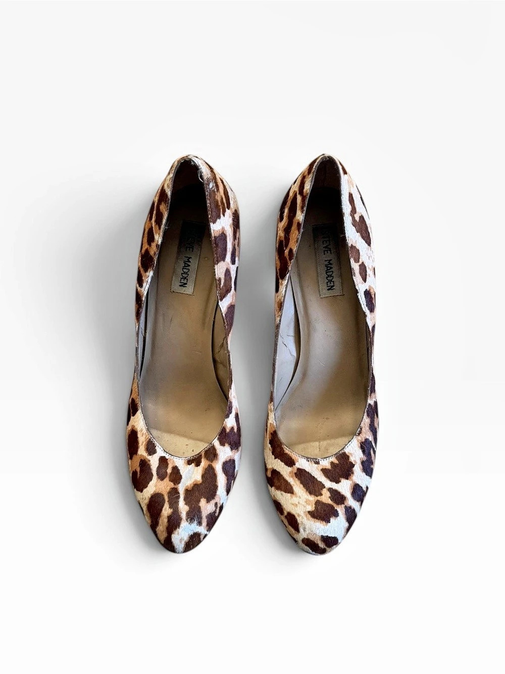 Steve Madden Gallery Leopard Pony Hair Pointed Pumps Brown & White Size 10